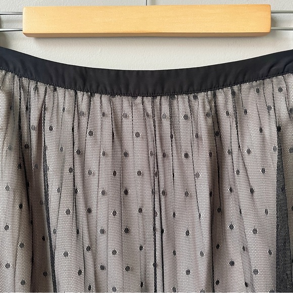 Ballet Midi Skirt Women's 12 Black Tan Mesh Lace Polka Dot Mesh Classic Pleated - Picture 10 of 12